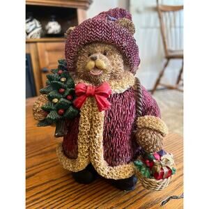 Holiday Decorations Bear with Chritsmas Tree Resin Figurine